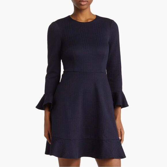 Eliza J NWT Flounce Sleeve A-Line Dress in Navy Size 10 - Picture 2 of 10